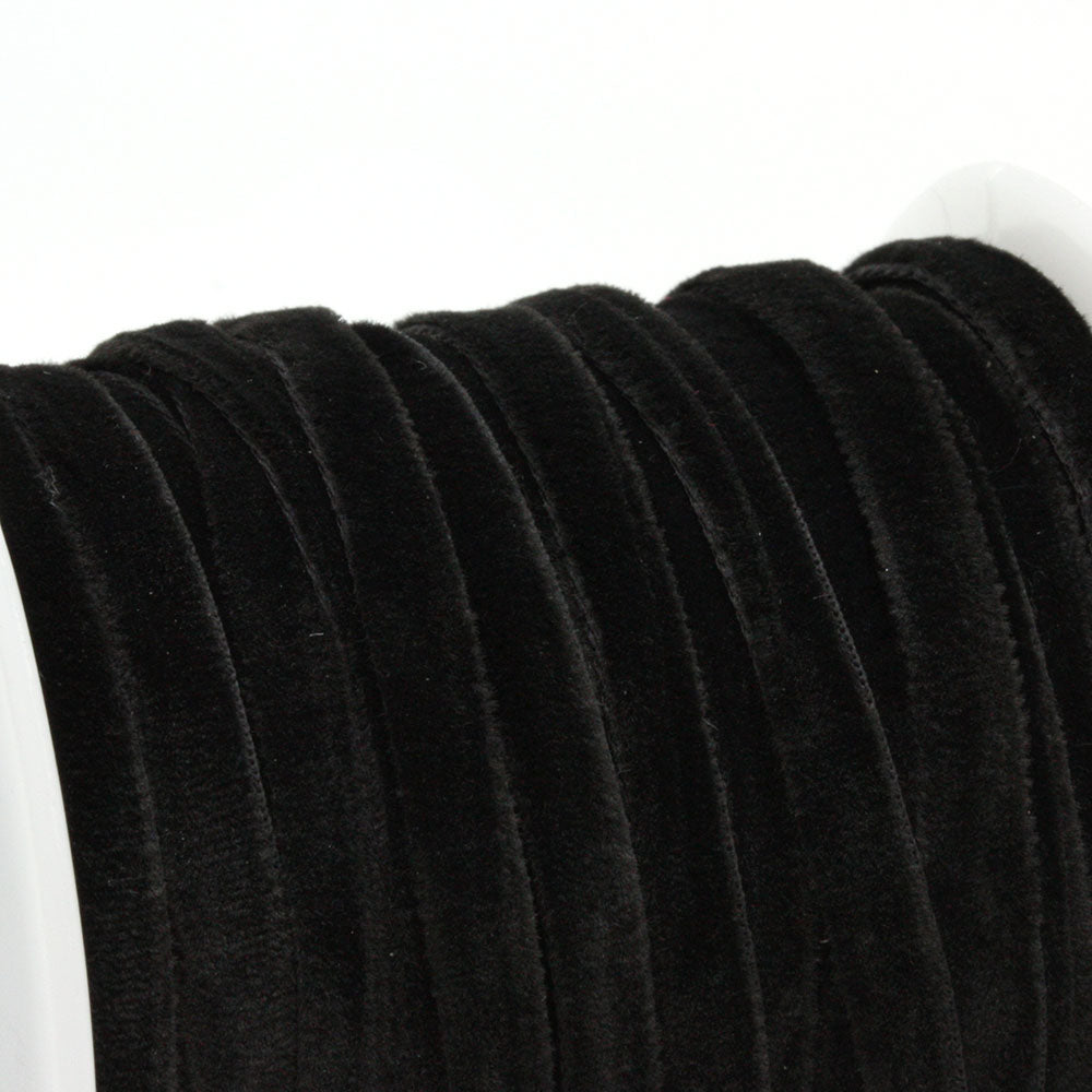 Velvet Ribbon Black 4mm - Reel of 20yds