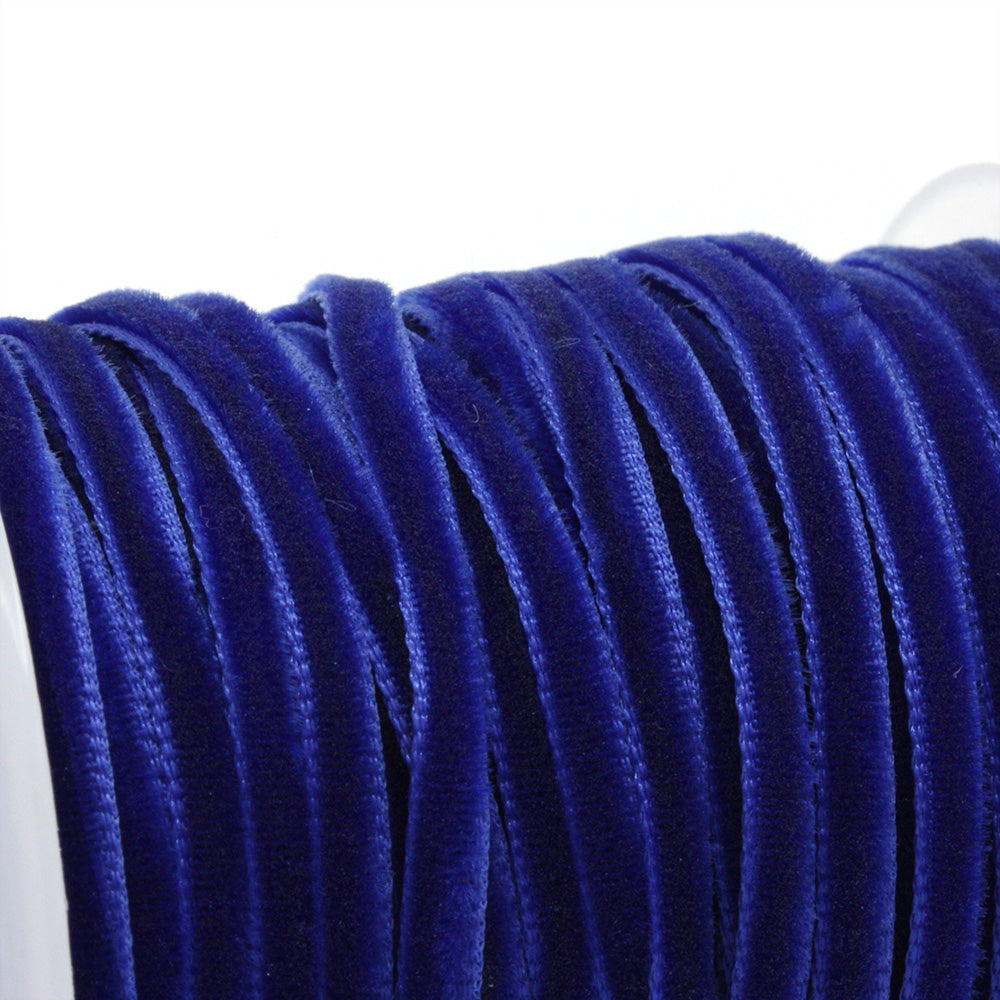 Velvet Ribbon Dark Blue 4mm - Reel of 20yds