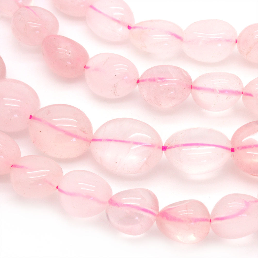 Rose Quartz Smooth Nuggets - 35cm Strand