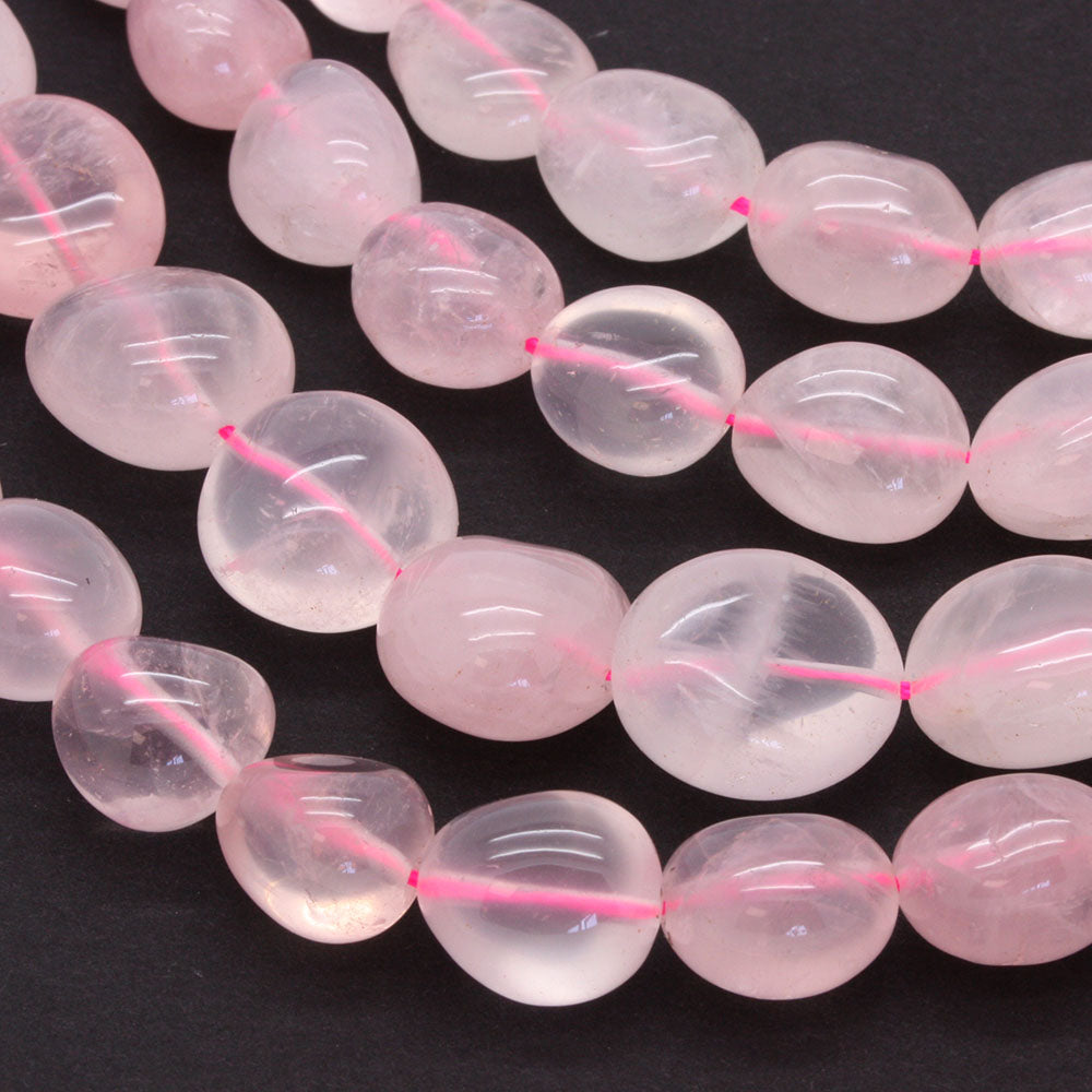 Rose Quartz Smooth Nuggets - 35cm Strand