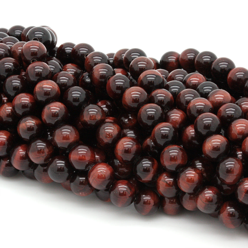 Red Tiger Eye Round Beads 8mm - 35cm Strand