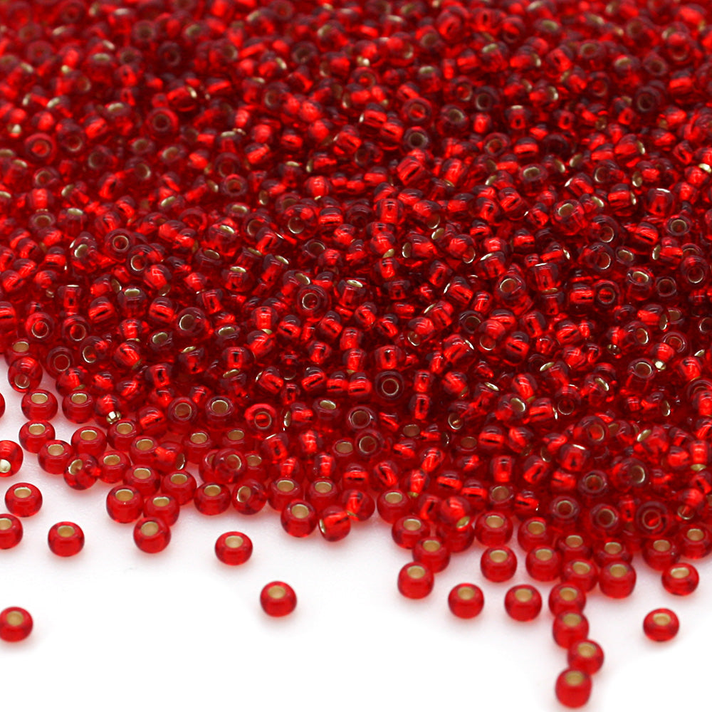 Silver Lined Czech Ruby Glass Rocaille/Seed 11/0-Pack of 100g