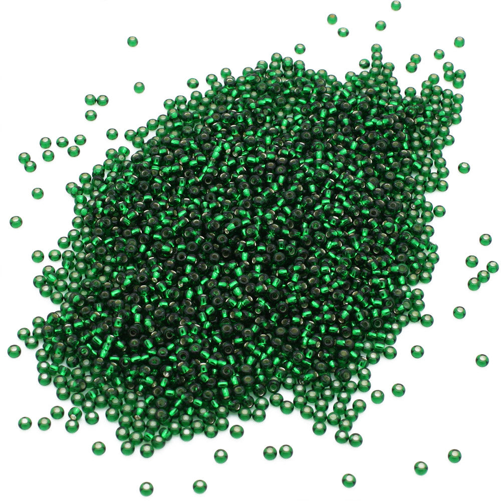 Silver Lined Czech Emerald Glass Rocaille/Seed 11/0-Pack of 100g