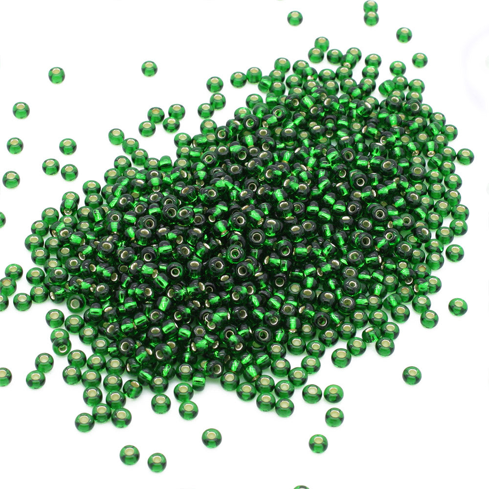 Silver Lined Czech Emerald Glass Rocaille/Seed 8/0-Pack of 100g