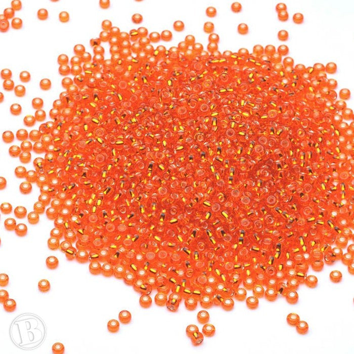 Silver Lined Czech Tangerine Glass Rocaille/Seed 8/0-Pack of 100g