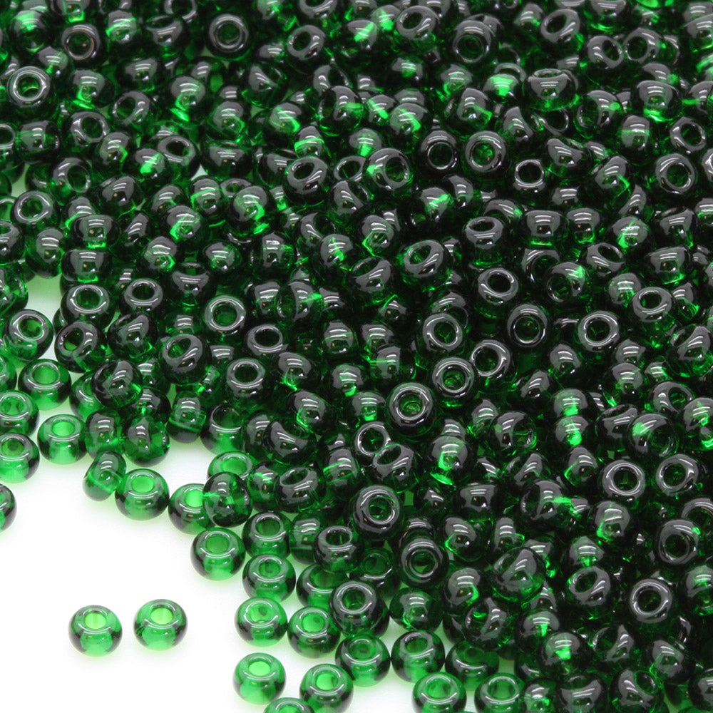 Transparent Czech Emerald Glass Rocaille/Seed 8/0 - Pack of 100g