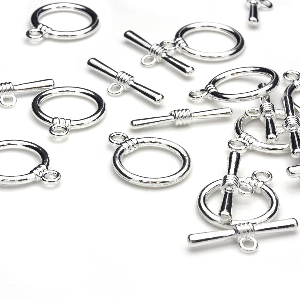 Toggle Silver Plated Round 17mm-Pack of 10