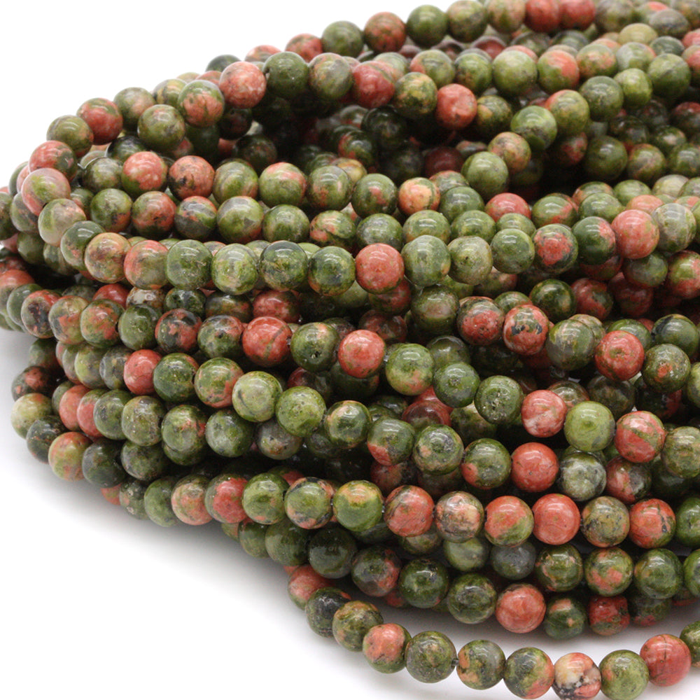 Unakite Round Beads 4mm - 35cm Strand