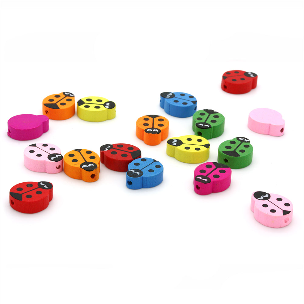 Wooden Ladybird Mix 18x15x6mm - Pack of 50